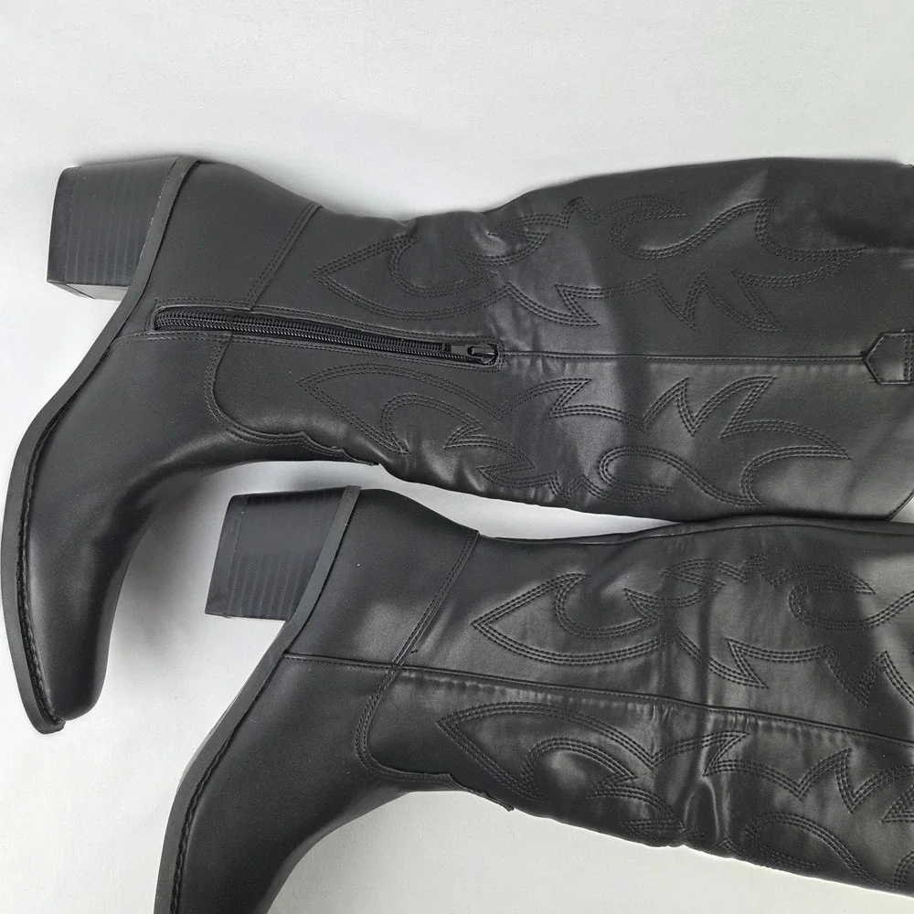 New Athlefit Cowboy Boots Women's Knee High Pointed Toe Western Cowgirl Size 7